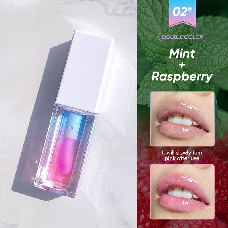 5 color lip oil lip plumping two-color plant fruit lip gloss moisturizing