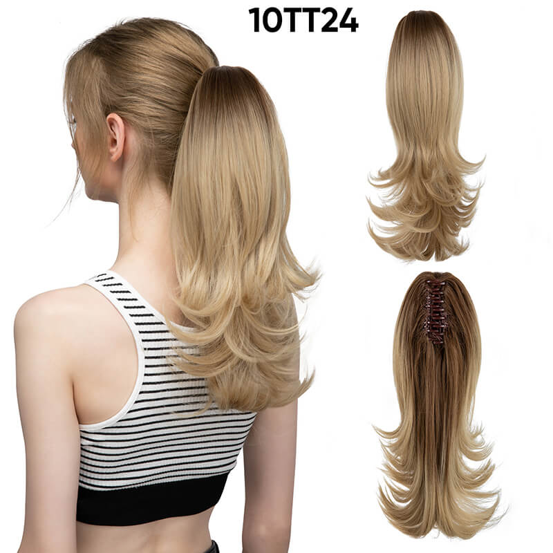Short wigs hair extensions curly ponytail natural fluffy ponytail with clip