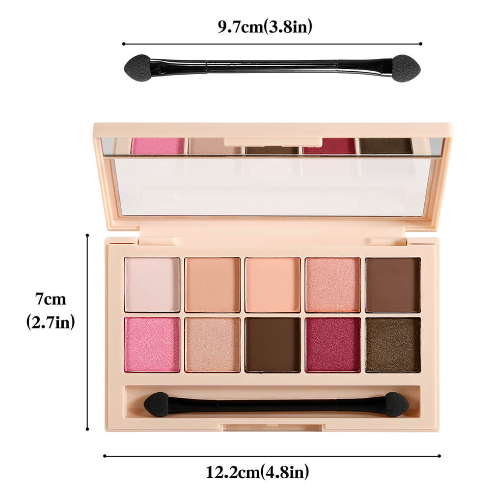 10 color nude eyeshadow palette powder with makeup brush vegan