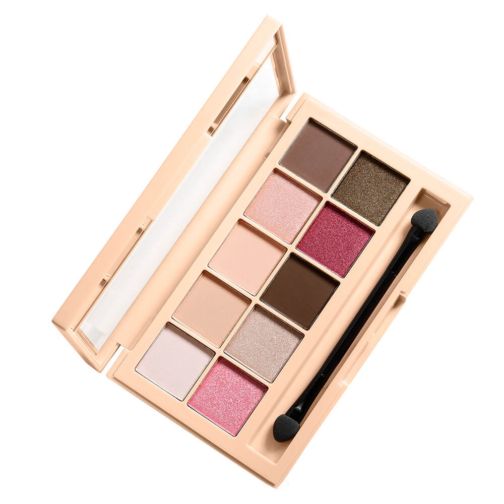 10 color nude eyeshadow palette powder with makeup brush vegan