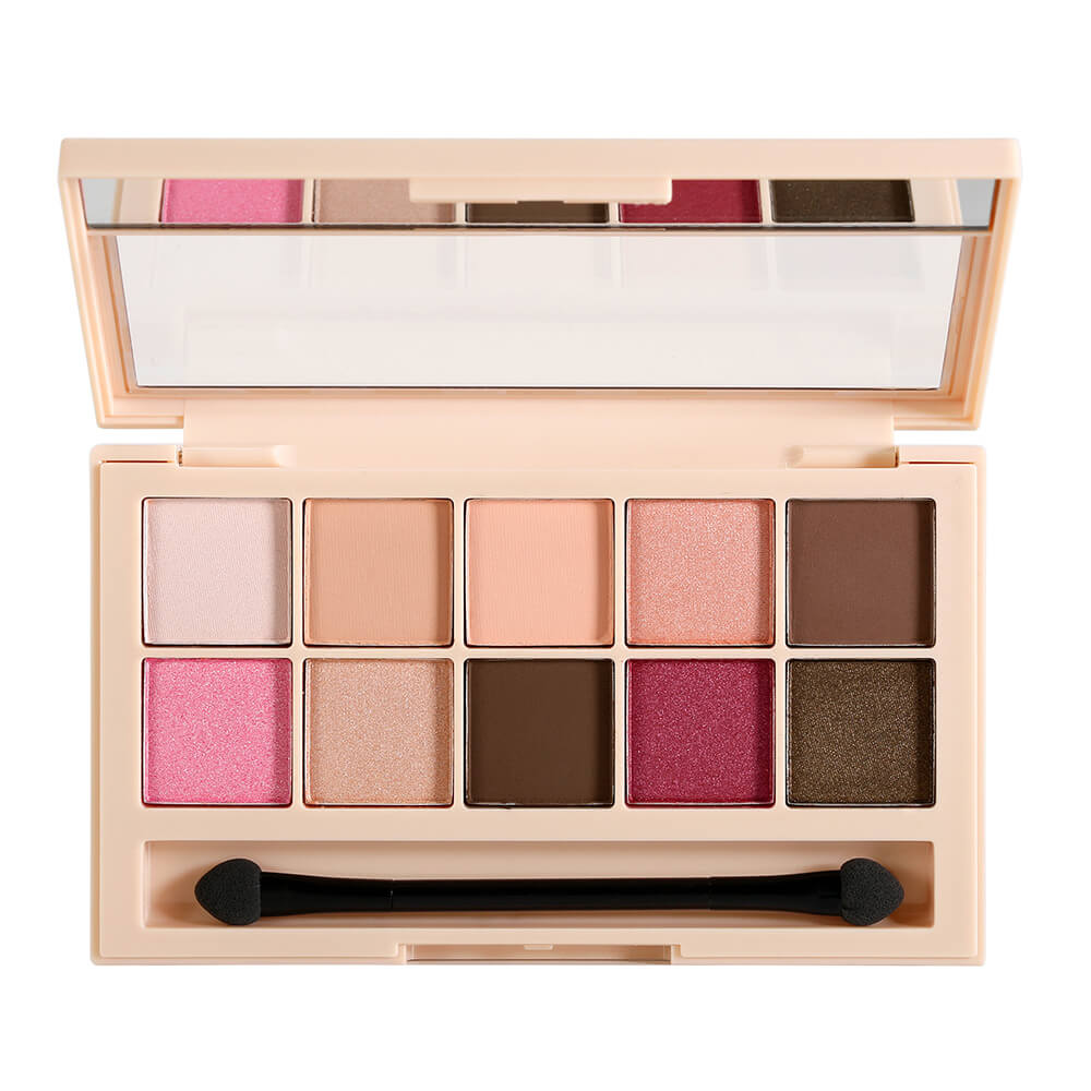 10 color nude eyeshadow palette powder with makeup brush vegan