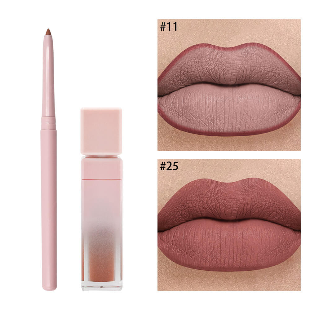 16 color pink liquid lipstick lip liner set matte waterproof long lasting
