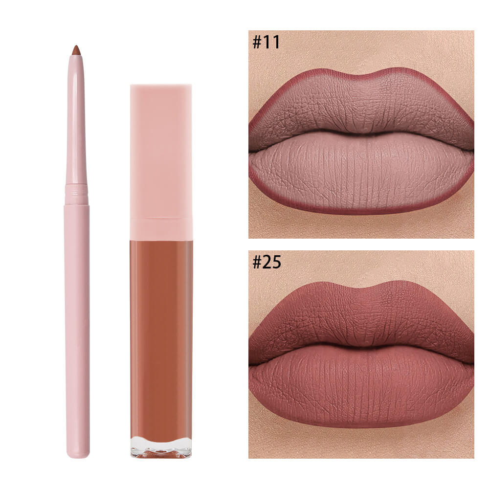 16 color 2 in 1 matte liquid lipstick lip liner set long lasting high pigment