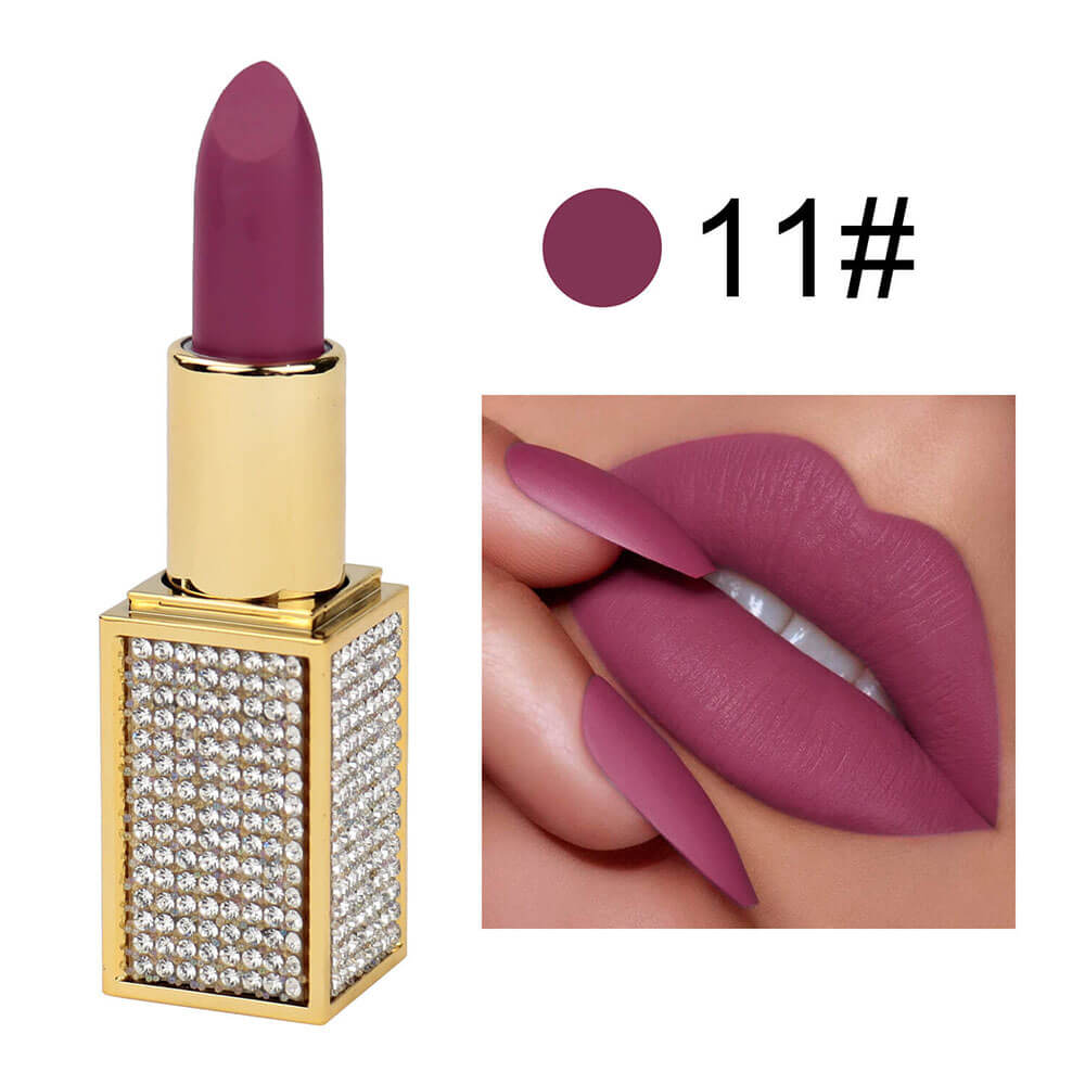 14 color matte lipstick diamond tube creamy moisturizing