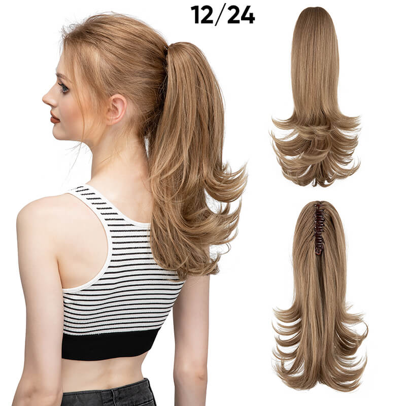 Short wigs hair extensions curly ponytail natural fluffy ponytail with clip