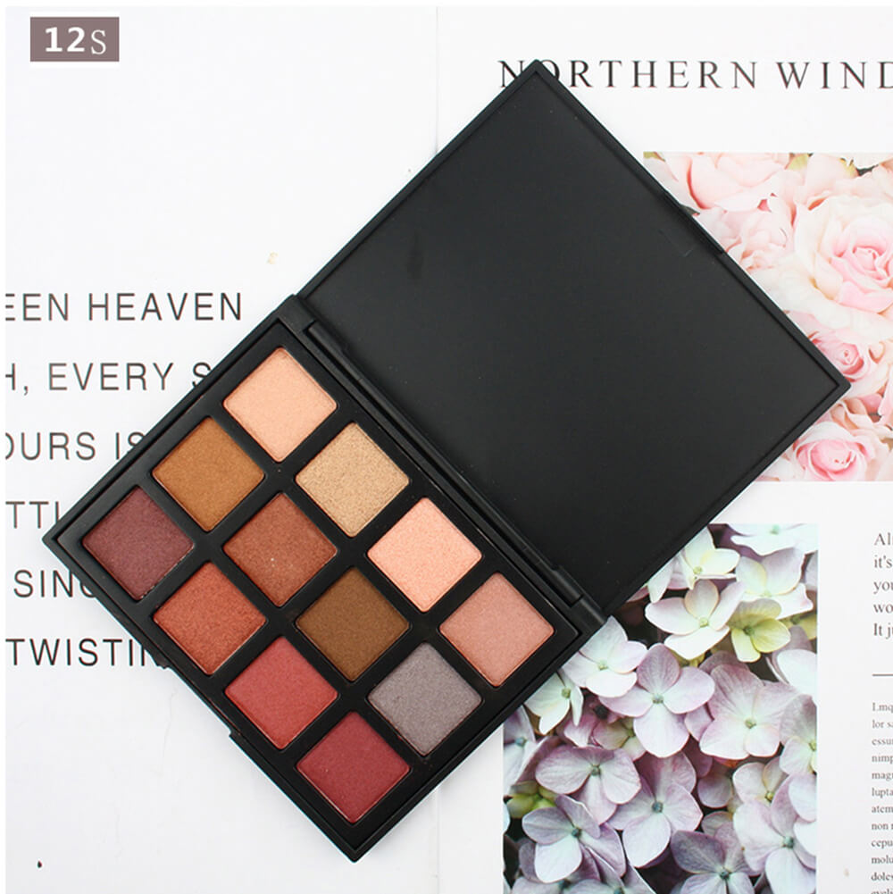 12 color eyeshadow palette dark earth tones waterproof long lasting