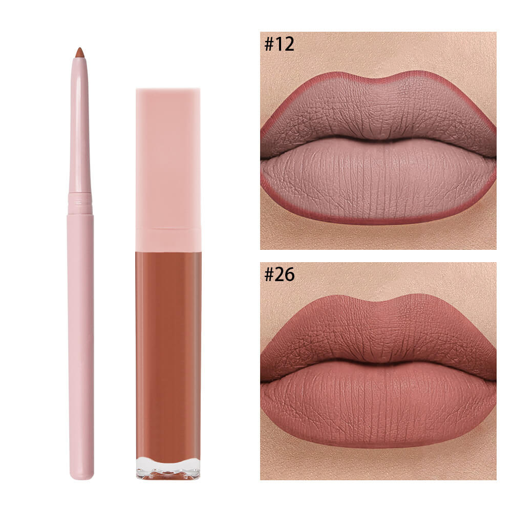 16 color 2 in 1 matte liquid lipstick lip liner set long lasting high pigment
