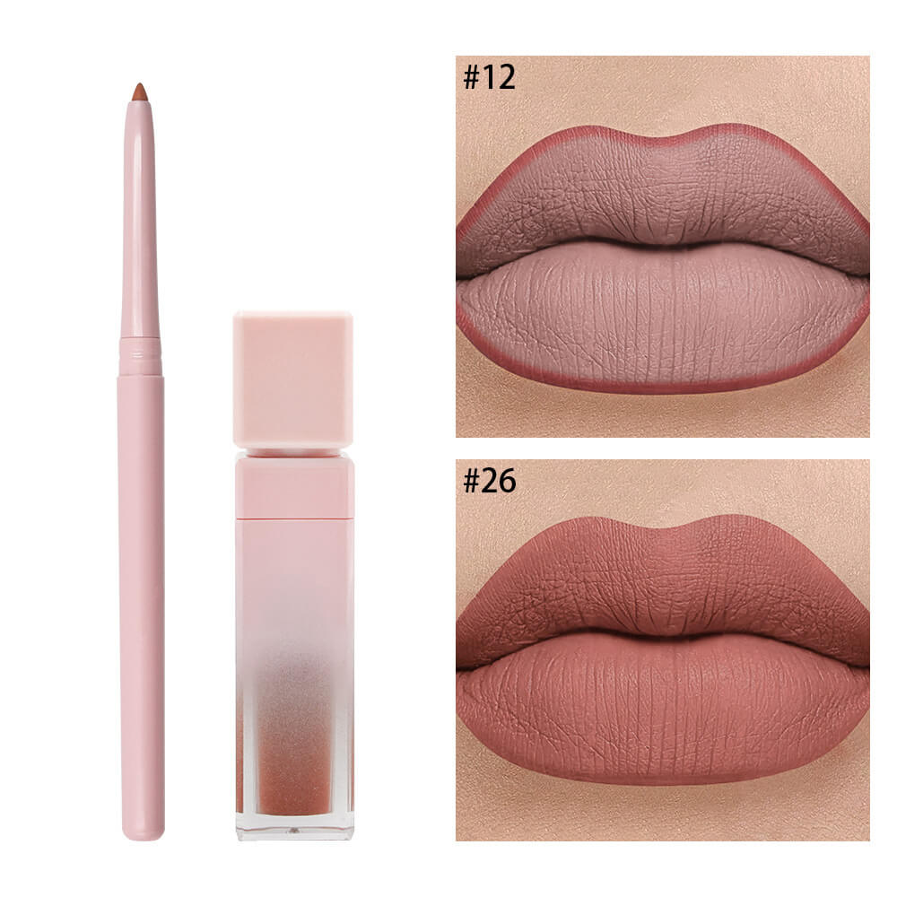 16 color pink liquid lipstick lip liner set matte waterproof long lasting