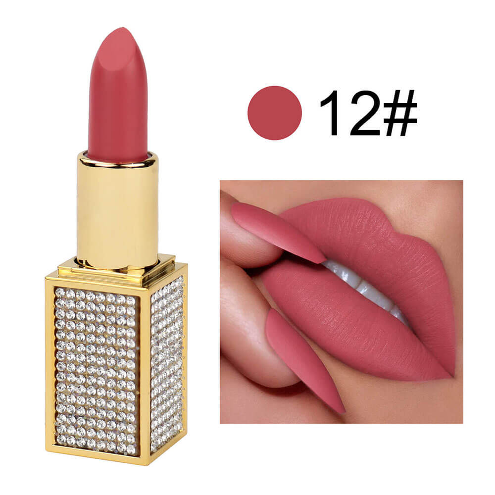 14 color matte lipstick diamond tube creamy moisturizing