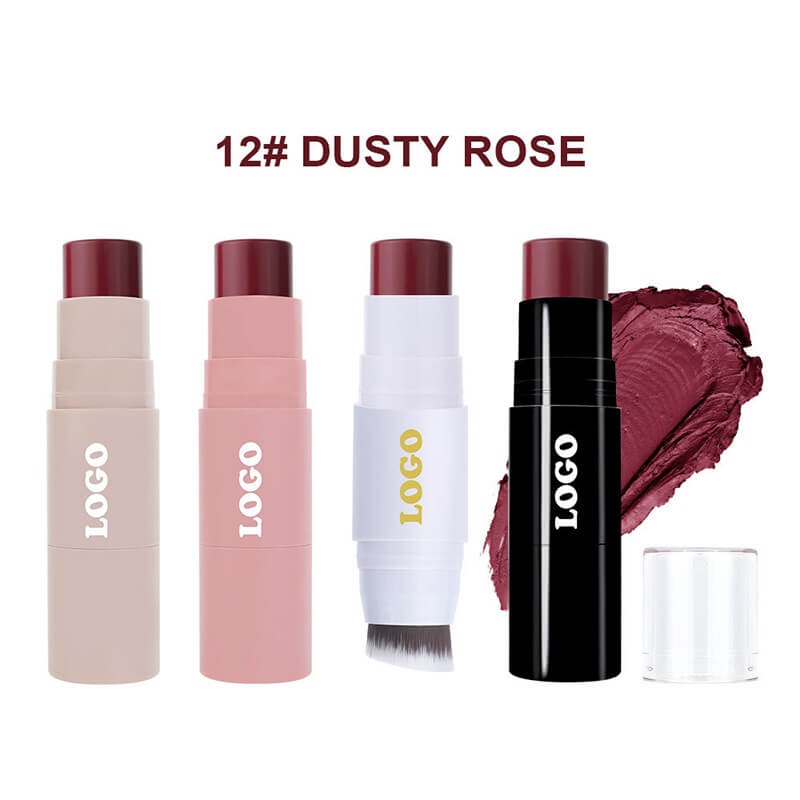 12 color 2 in 1 blush stick with brush cream long lasting waterproof vegan