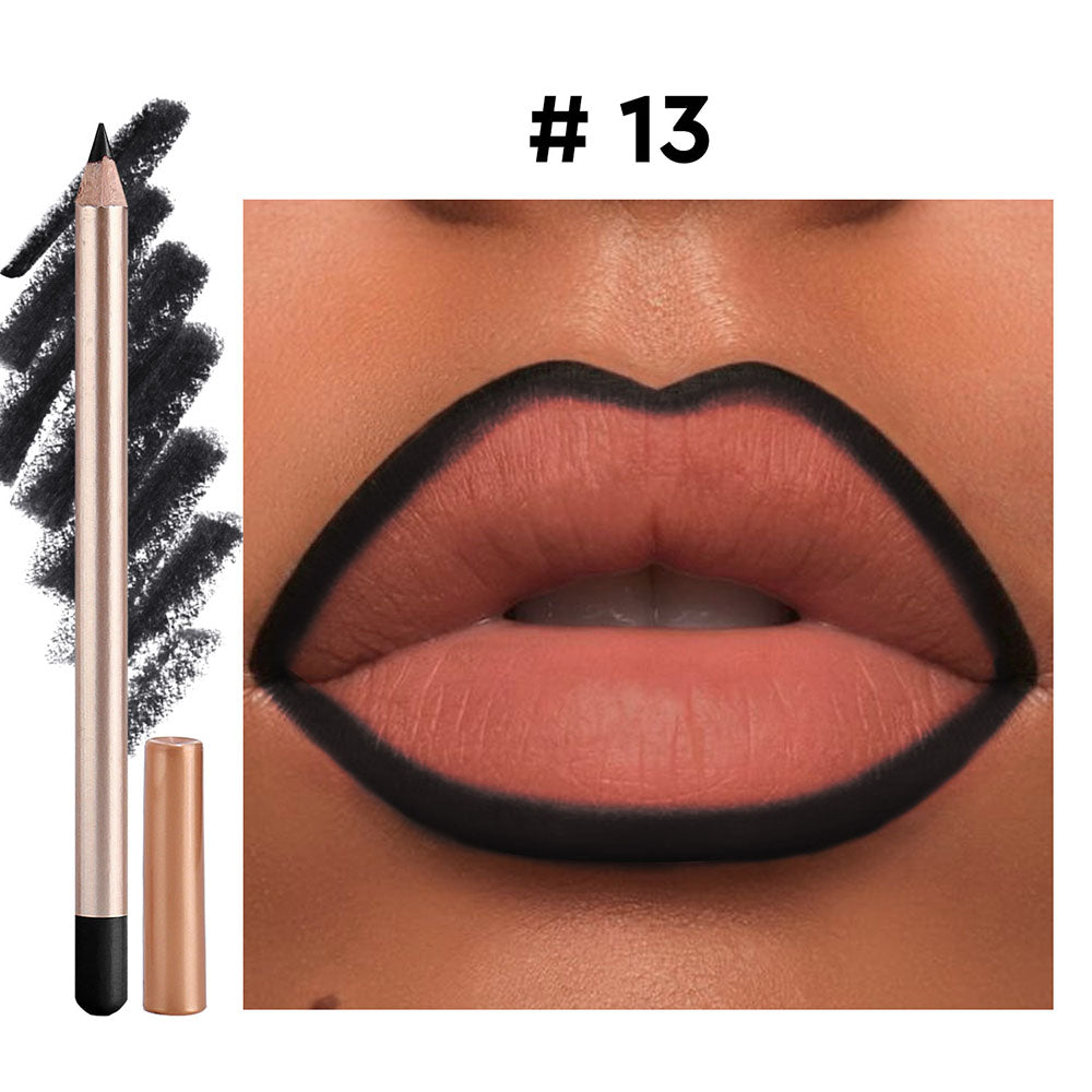 13 Color Matte Lip Liner Nude Wooden Lipstick Waterproof Long-Lasting Vegan