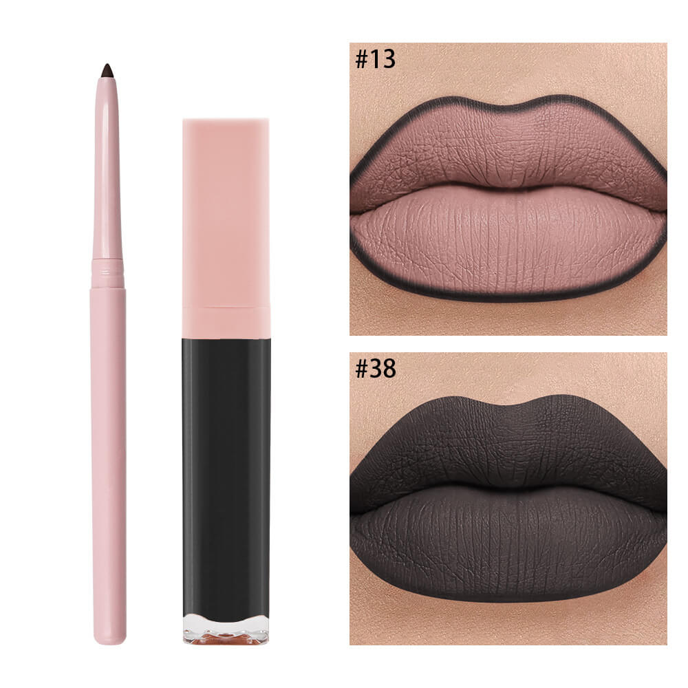 16 color 2 in 1 matte liquid lipstick lip liner set long lasting high pigment