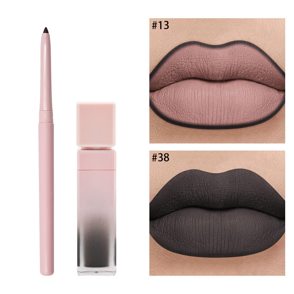 16 color pink liquid lipstick lip liner set matte waterproof long lasting