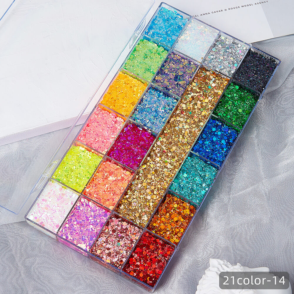 21 color highlight powder glitter gel adhesive-free face body sequin makeup