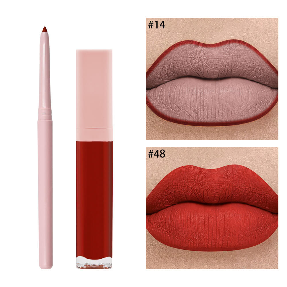 16 color 2 in 1 matte liquid lipstick lip liner set long lasting high pigment