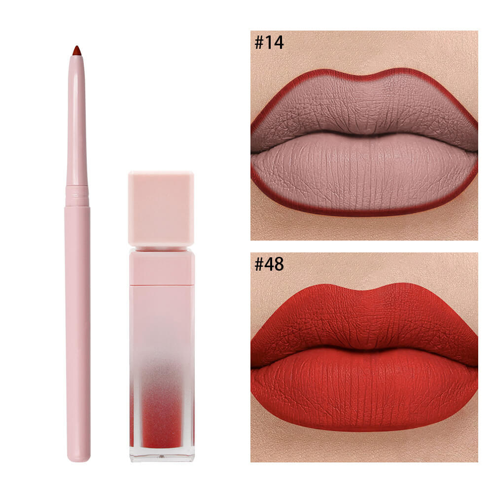 16 color pink liquid lipstick lip liner set matte waterproof long lasting