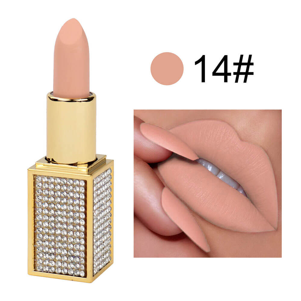 14 color matte lipstick diamond tube creamy moisturizing