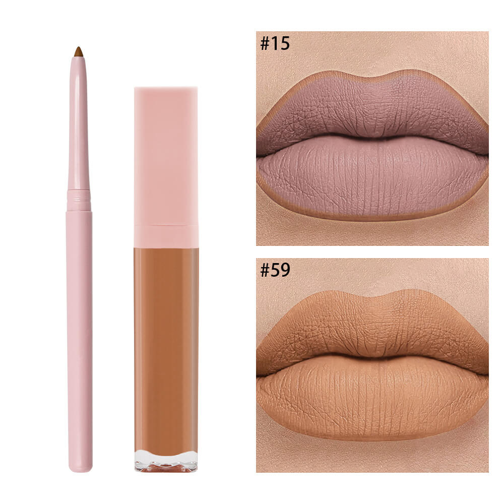 16 color 2 in 1 matte liquid lipstick lip liner set long lasting high pigment