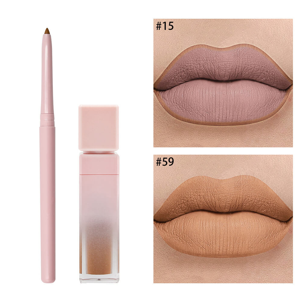 16 color pink liquid lipstick lip liner set matte waterproof long lasting