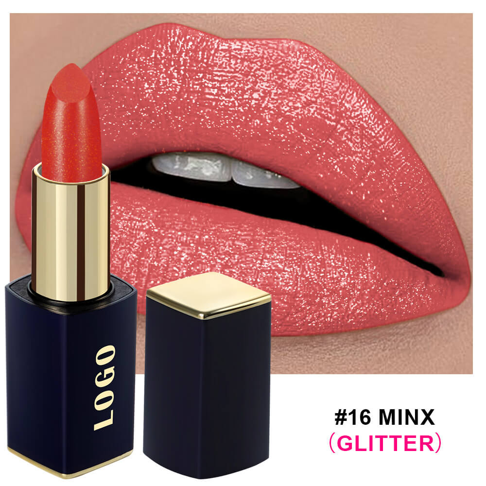 16 Color Glitter Lipstick Plumping Shimmer Lip Stick Hydrating Long-Lasting