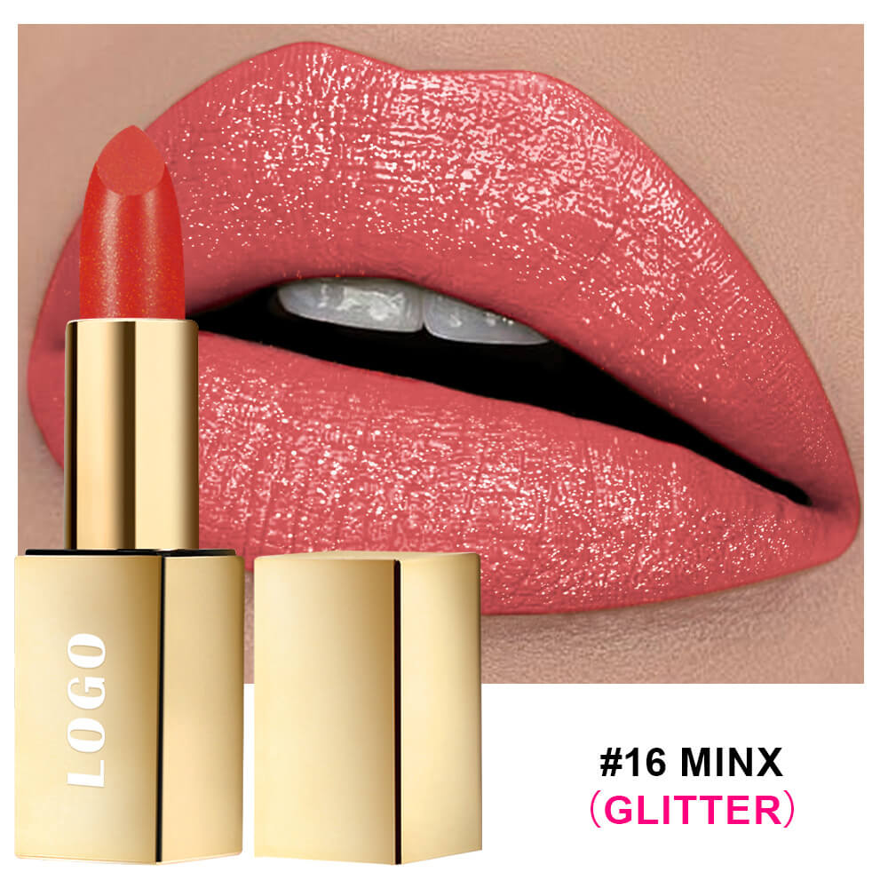 16 Color Glitter Lipstick Plumping Hydrating Long-Lasting Shimmer Lip Stick