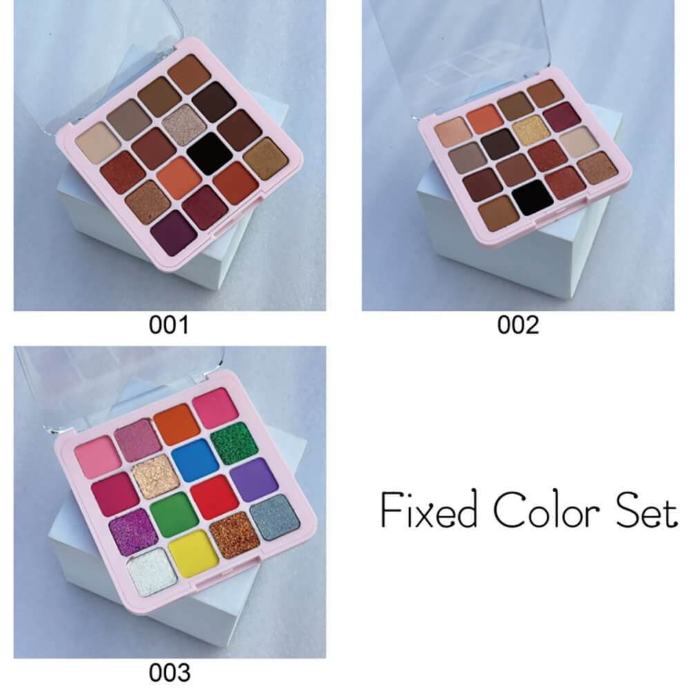 16 colors vegan eyeshadow palette matte glitter long lasting no logo