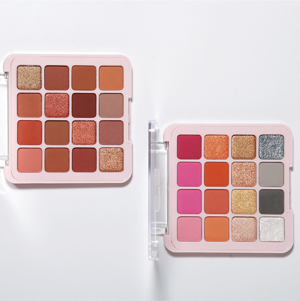 16 colors vegan eyeshadow palette matte glitter long lasting no logo