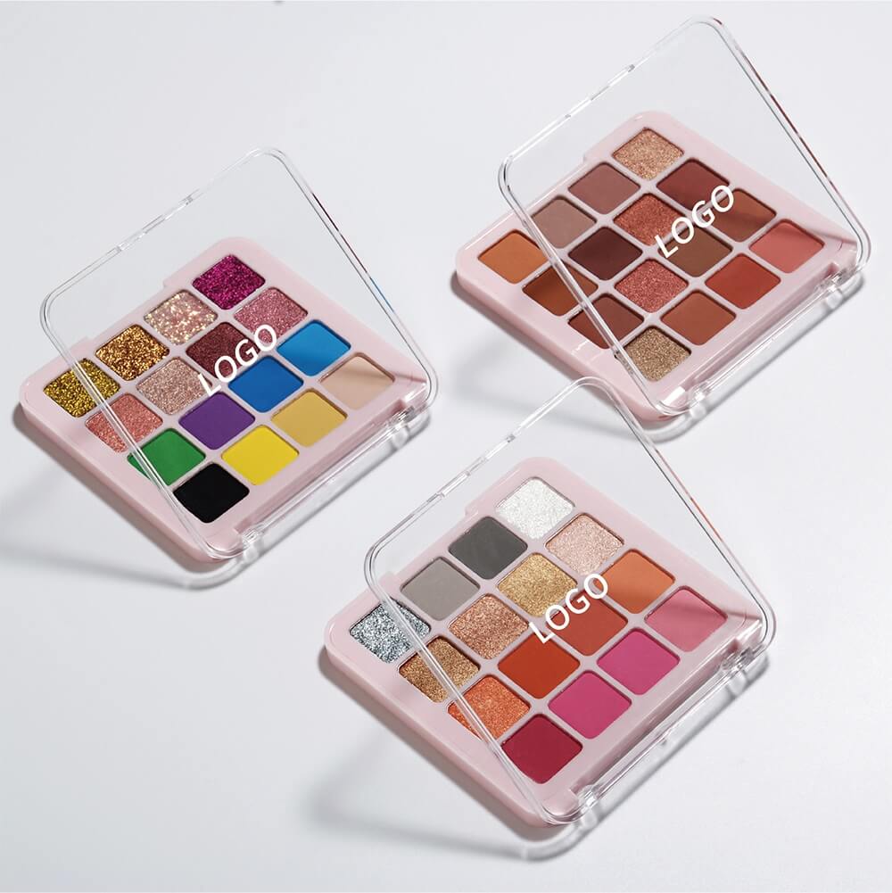16 colors vegan eyeshadow palette matte glitter long lasting no logo