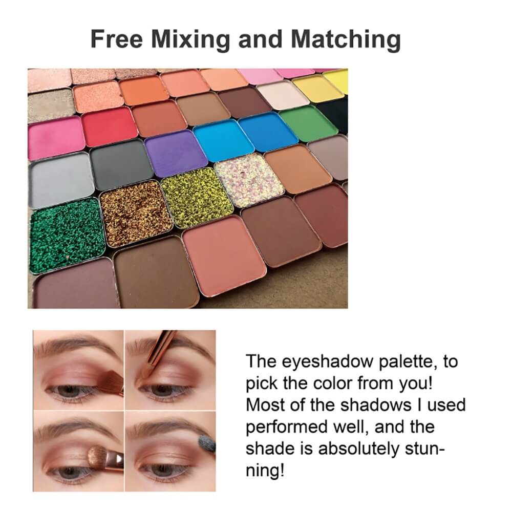 16 colors vegan eyeshadow palette matte glitter long lasting no logo