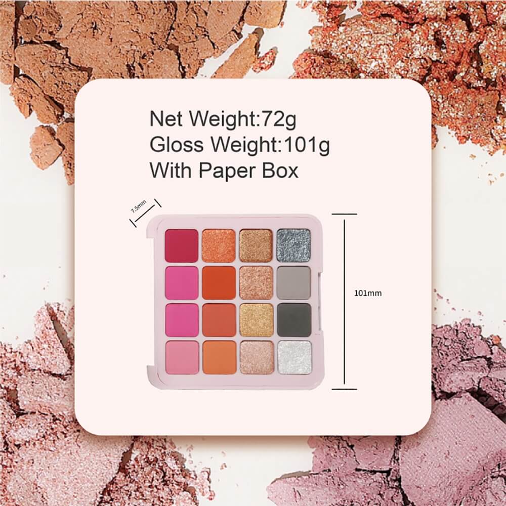 16 colors vegan eyeshadow palette matte glitter long lasting no logo