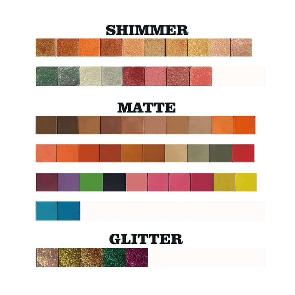 16 colors vegan eyeshadow palette matte glitter long lasting no logo