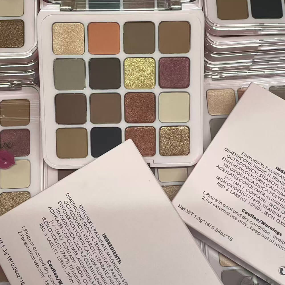 16 colors vegan eyeshadow palette matte glitter long lasting no logo