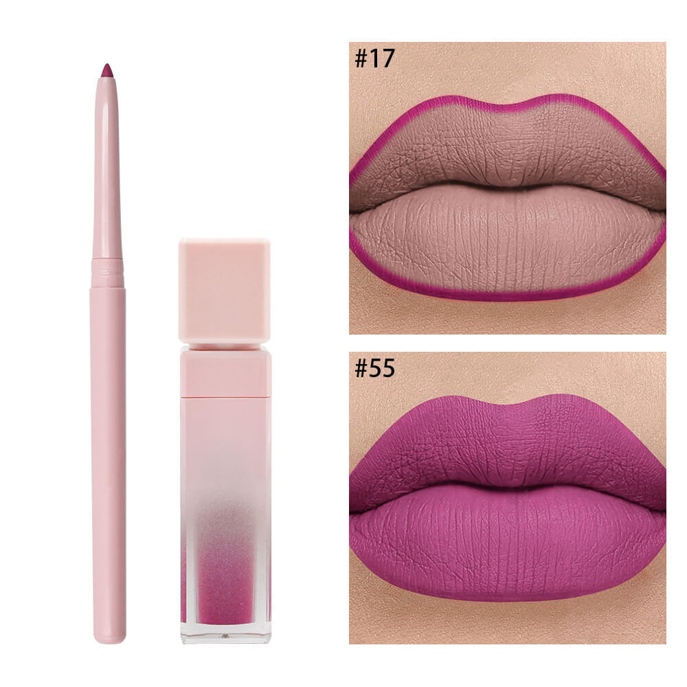 16 color pink liquid lipstick lip liner set matte waterproof long lasting
