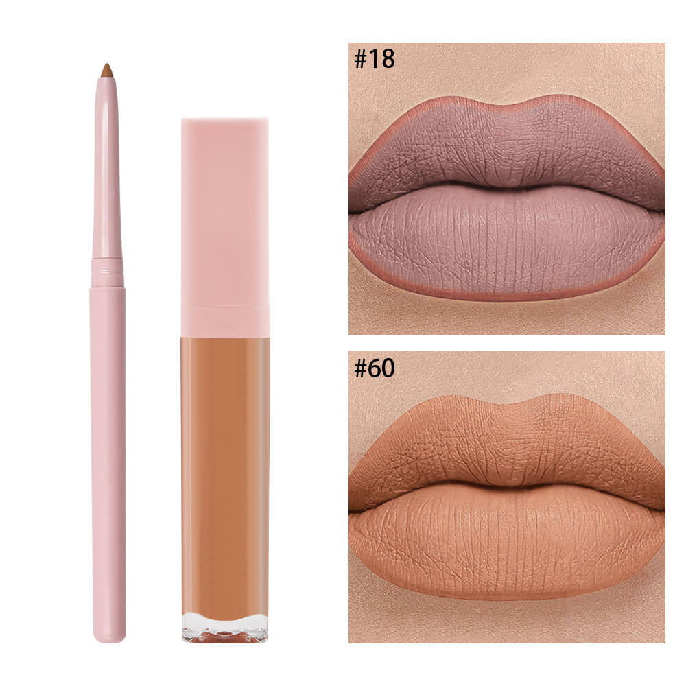 16 color 2 in 1 matte liquid lipstick lip liner set long lasting high pigment