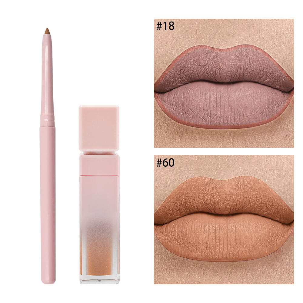 16 color pink liquid lipstick lip liner set matte waterproof long lasting