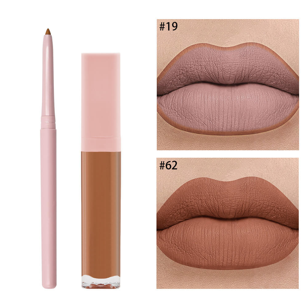 16 color 2 in 1 matte liquid lipstick lip liner set long lasting high pigment