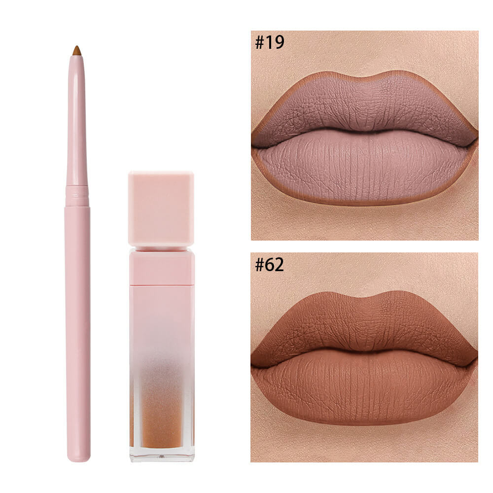 16 color pink liquid lipstick lip liner set matte waterproof long lasting