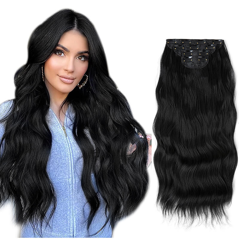 Hair extensions clip in hair four-piece wig set hair clips curly fiber 22 inch