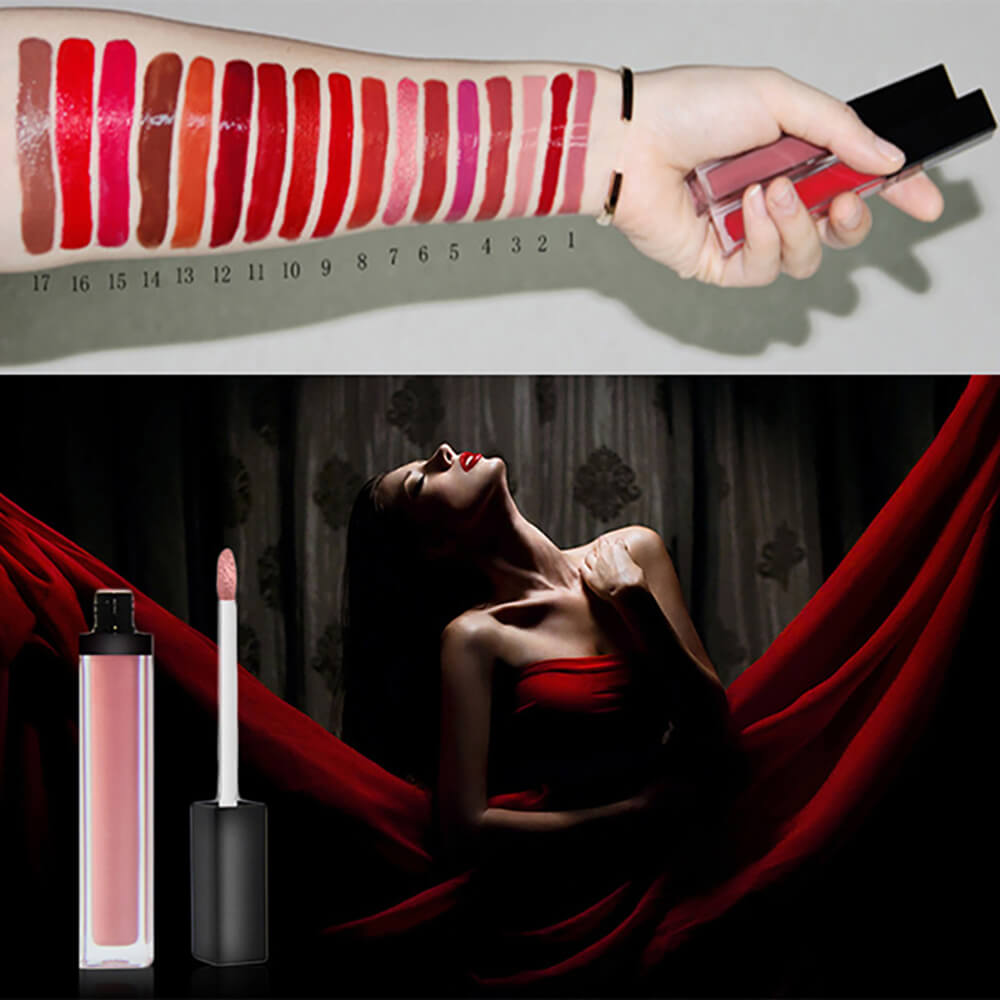 17 color lip gloss nude high pigmented waterproof print your logo