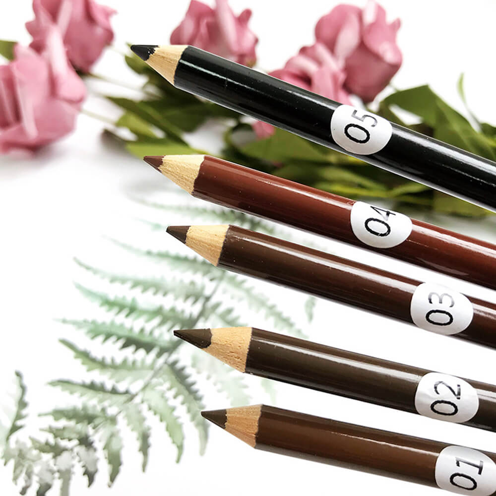 5 color eyebrow pencil wooden with sharpener high pigmented