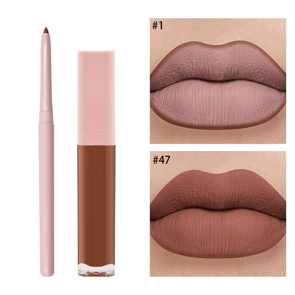 16 color 2 in 1 matte liquid lipstick lip liner set long lasting high pigment