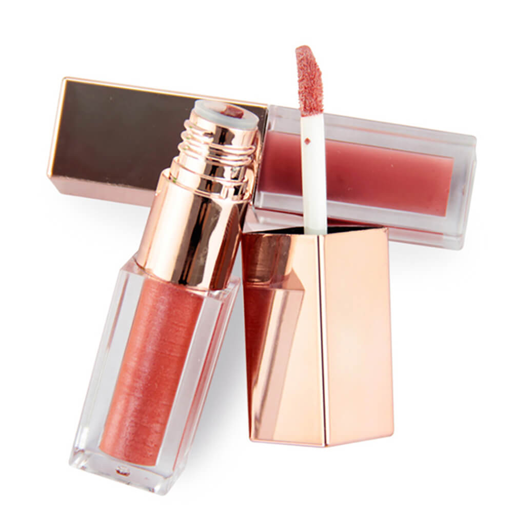 Tubo cuadrado de brillo de labios de 6 colores Nude Shimmer
