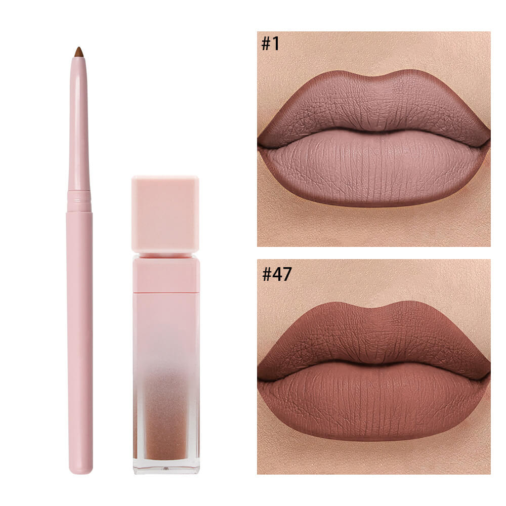 16 color pink liquid lipstick lip liner set matte waterproof long lasting