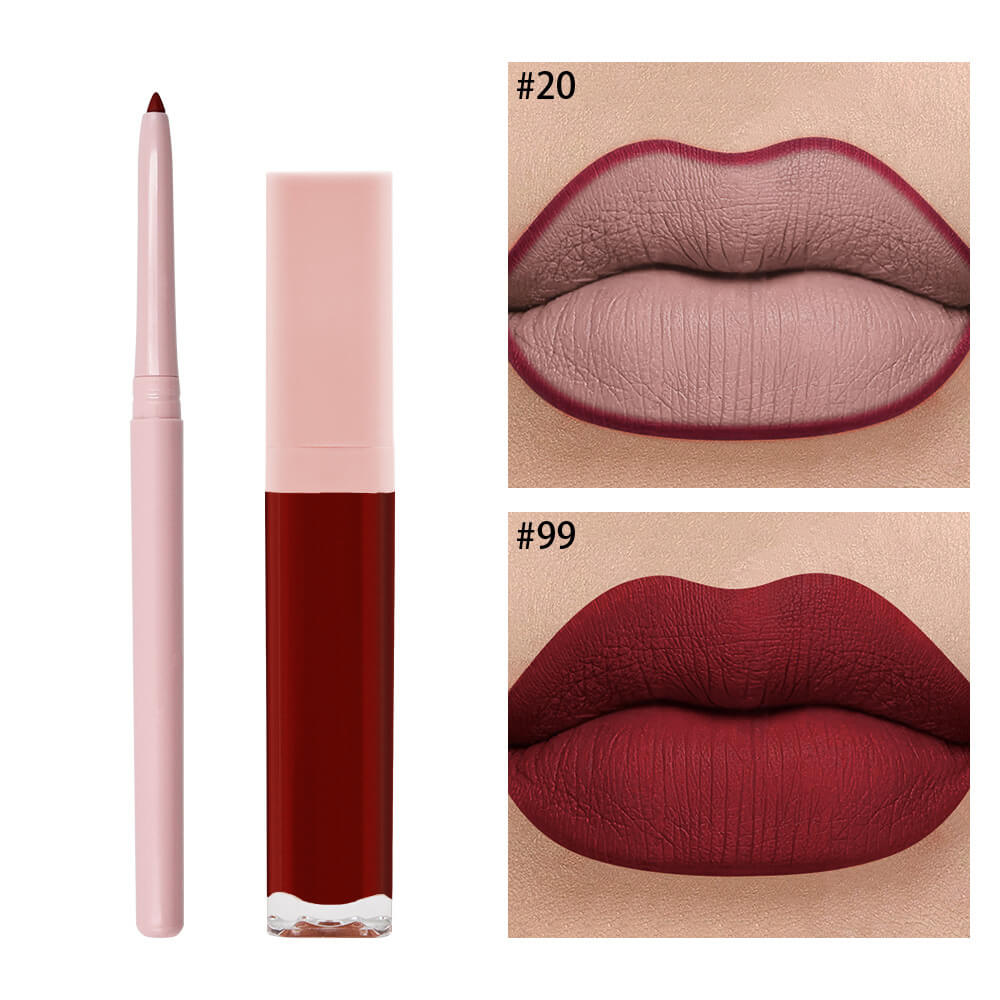 16 color 2 in 1 matte liquid lipstick lip liner set long lasting high pigment