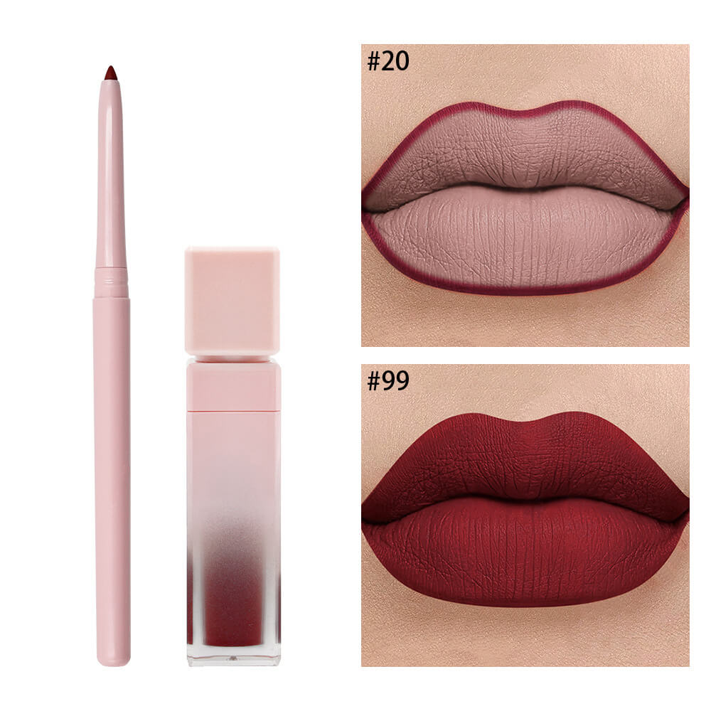 16 color pink liquid lipstick lip liner set matte waterproof long lasting