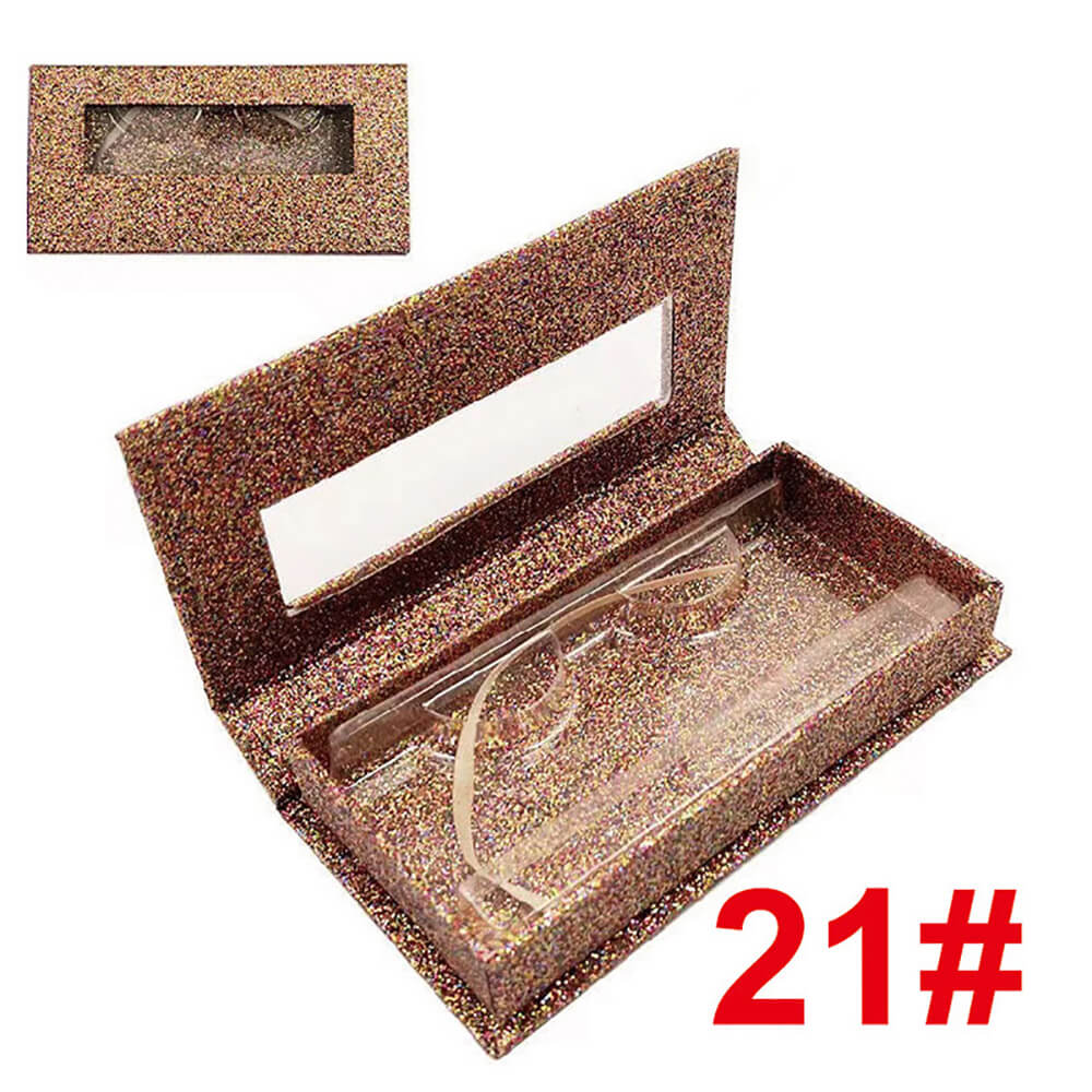 21 color eyelash box empty packaging lash rectangular window lid box