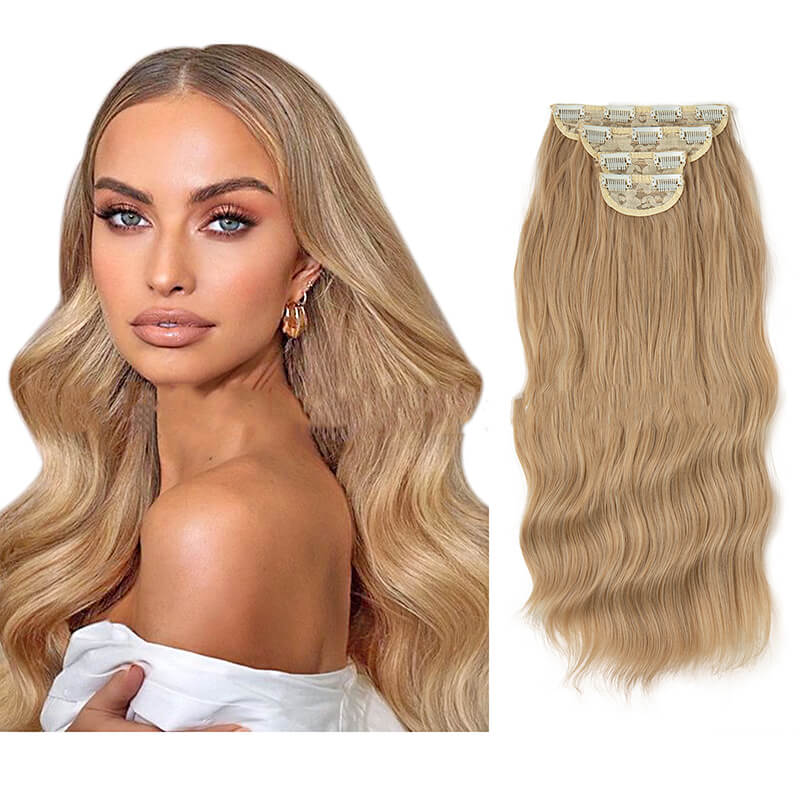 Hair extensions clip in hair four-piece wig set hair clips curly fiber 22 inch