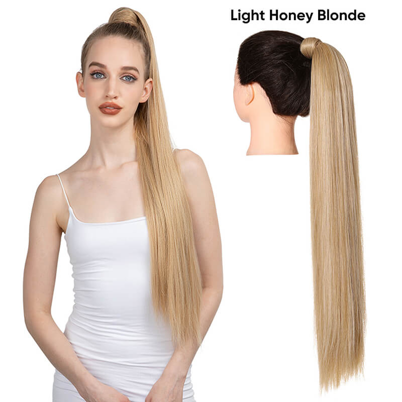 Wigs velcro ponytail matte silk long straight hair wrapped wig 23.6 inch