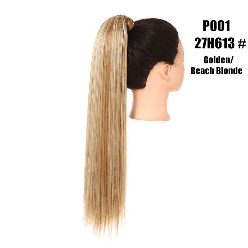 Wigs velcro ponytail matte silk long straight hair wrapped wig 23.6 inch