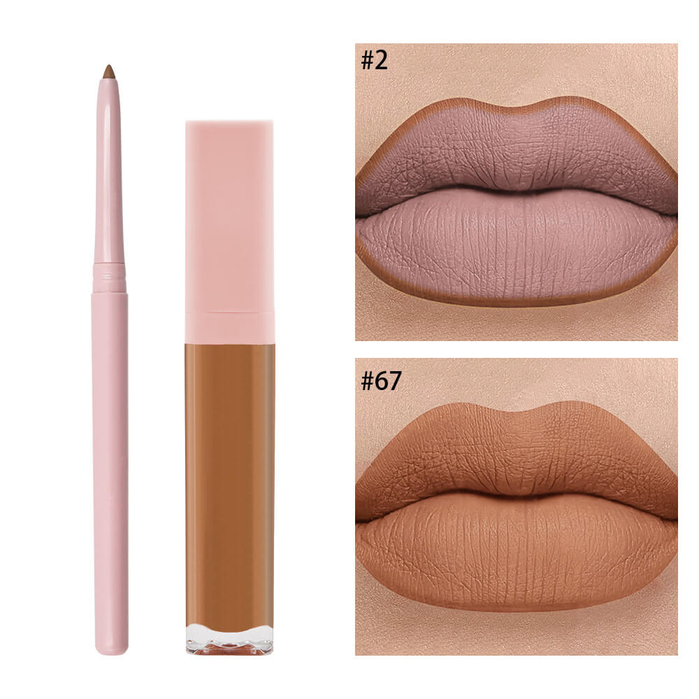 16 color 2 in 1 matte liquid lipstick lip liner set long lasting high pigment